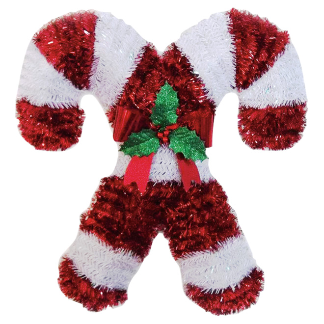 Double Candy Cane Decoration - 17.75-in x 18-in - Red and White