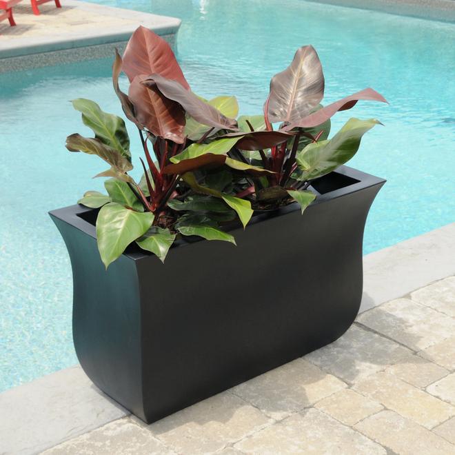 Mayne Valencia 1-Pack - 22-in x 36-in - Black Plastic Planter