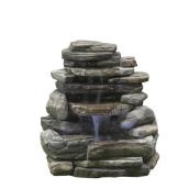 Style Selections Rock Wall Garden Fountain with LED Lighting - 29.13-in - Cement - Brown