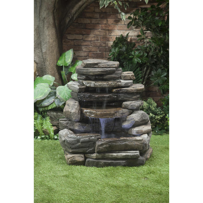 Landon & Co. 29.13-in H Brown Stone-Wall Fountain with LED Lighting