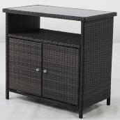 Savona Allen + Roth Rattan Patio Sideboard Table - 35 1/2-in x 33 1/4-in x 20-in - Black and Brown