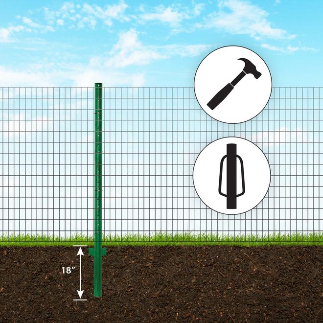 Garden Craft 6-ft Green Steel U-Post for Garden Fence