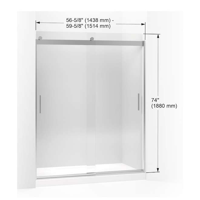 KOHLER Levity 60-in 1/4-in Glass Thickness Shower Door with Handle