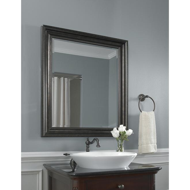 allen + roth 24-in x 30-in Black Framed Bathroom Vanity Mirror