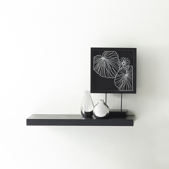 Style Selections 24-in Black Wood Shelf