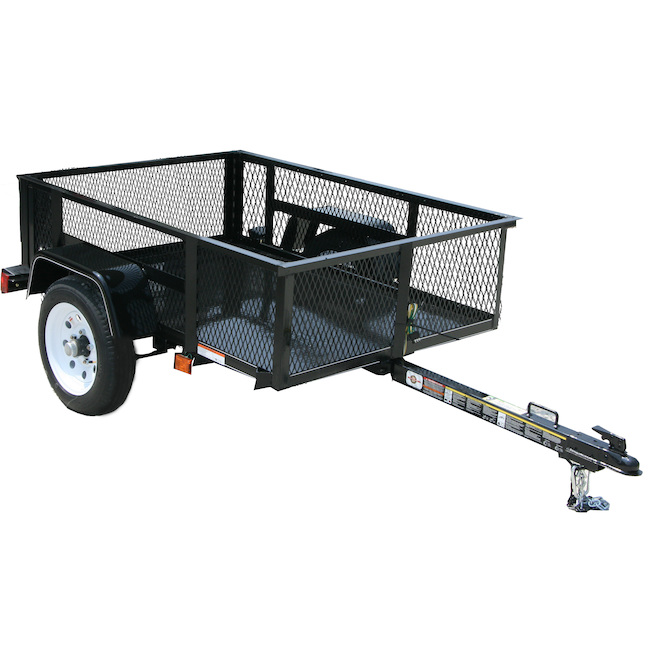 Trailer with Removable Rear Panel - 3 1/2-ft x 5-ft - Black