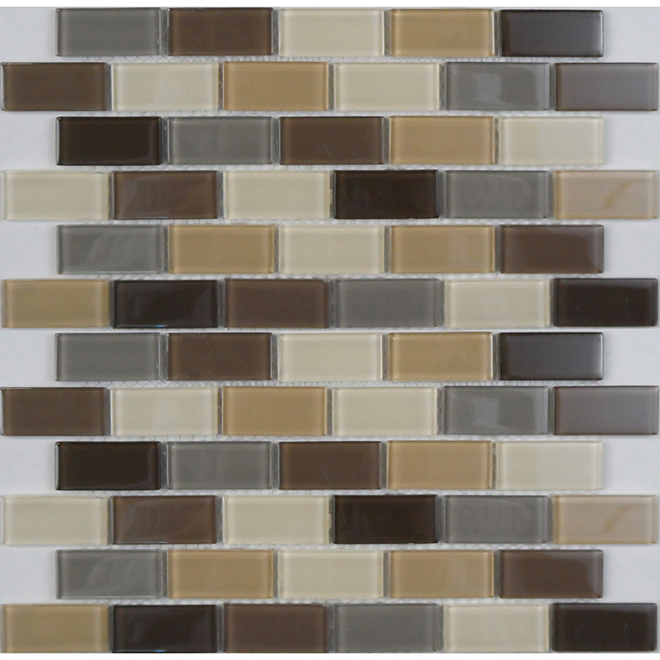Mosaic Glass Wall Tile - 12in x 12in - Beige