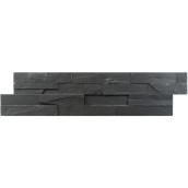 TruStone Avenzo Natural Slate Wall Tiles 24-in x 6-in Black