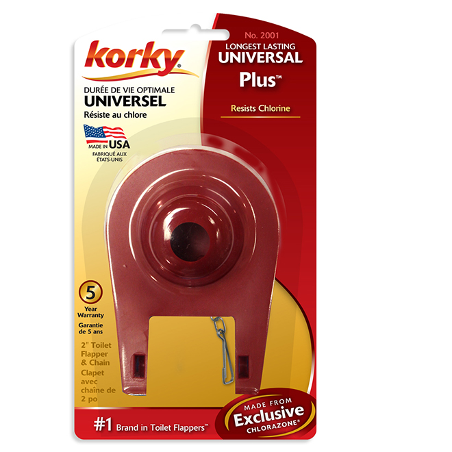 Korky Universal Tank Flapper - Red Rubber - Stainless Steel - 2-in D