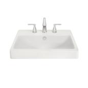 AquaSource White Fire Clay Drop-In Rectangular Bathroom Sink with Overflow
