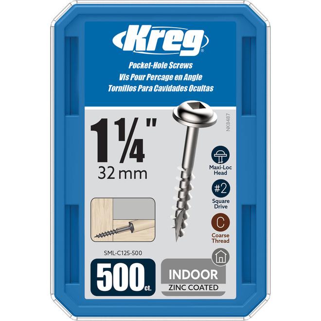 Kreg 1.25-in Pan Washer-Head Square Drive #8 Self-Tapping Wood Screw 500/Bx