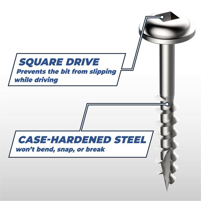 Kreg 1.25-in Pan Washer-Head Square Drive #8 Self-Tapping Wood Screw 500/Bx