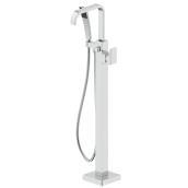 Jacuzzi Polished Chrome 1-Handle Freestanding Bathtub Square Faucet with Hand Shower - Valve Included