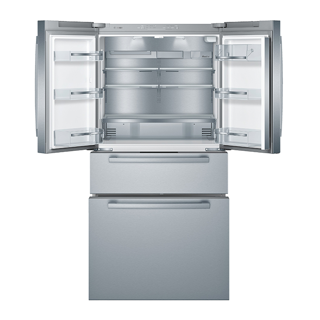 Bosh 800 Series 21 cu ft 4 Door Counter Depth Refrigerator with FarmFresh System Stainless Steel