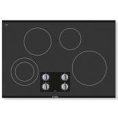 Bosch Electric Cooktop - 4 Elements - 30-in - Ceramic Glass - Black/Stainless Steel