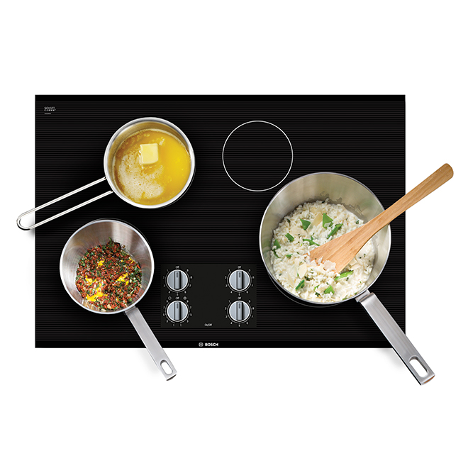 Bosch Electric Cooktop - 4 Elements - 30-in - Ceramic Glass - Black/Stainless Steel