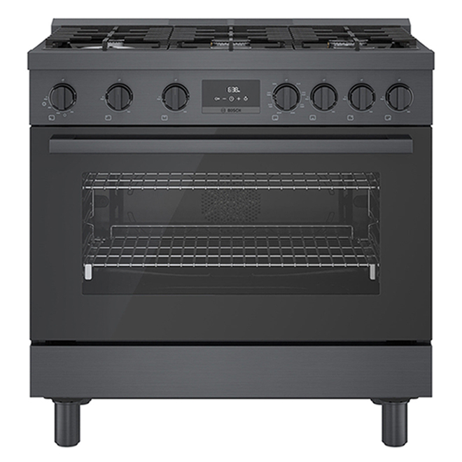 Bosch Dual Fuel Freestanding Range 800 Series 6 Burners 36 in Black Stainless Steel