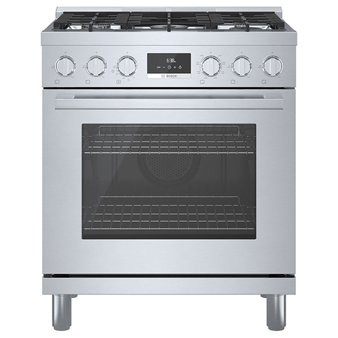 Bosch Dual Fuel Freestanding Range 800 Series 5 Burners 30 in Stainless Steel