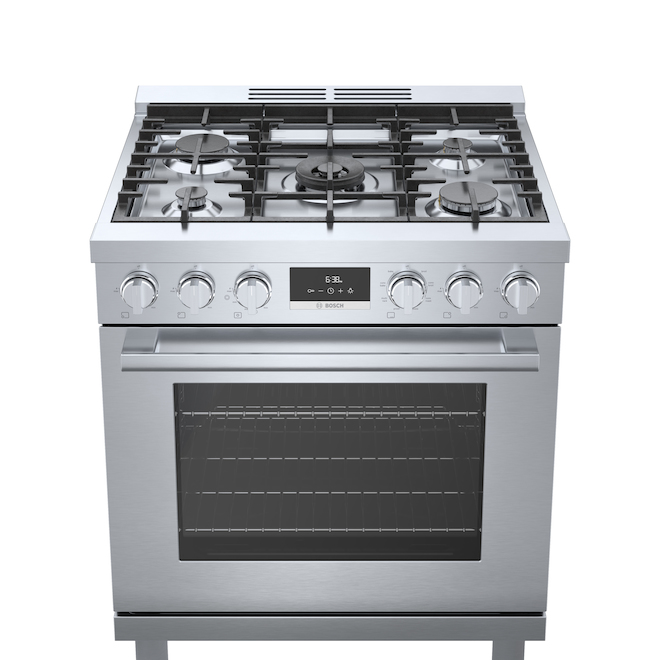 Bosch Dual Fuel Freestanding Range 800 Series 5 Burners 30 in Stainless Steel