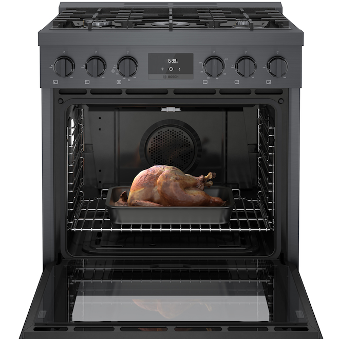 Bosch Freestanding Gas Range - 800 Series  - 5 Burners - 30-in - Black Stainless Steel