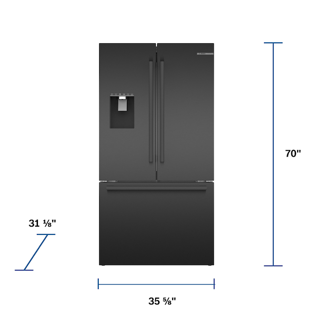 Bosch French-Door Refrigerator with Ice Maker - 36-in - 14.8 cu. ft. - Black Stainless Steel