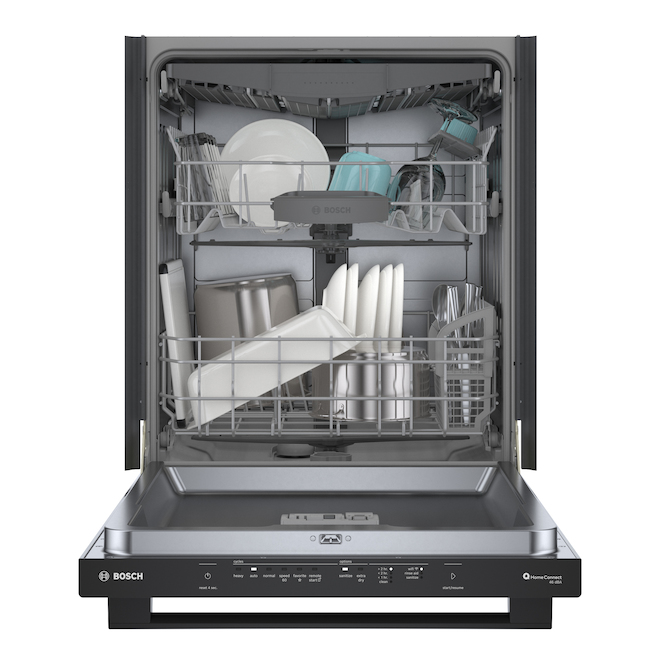 Bosch 100 Series 46 dBA Black 3-Rack Smart Built-In Bar-Handle Dishwasher