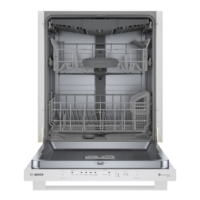 Bosch 100 Series Wi Fi White 24 in 3 Rack Built In Dishwasher with PureDry and Overflow Protection