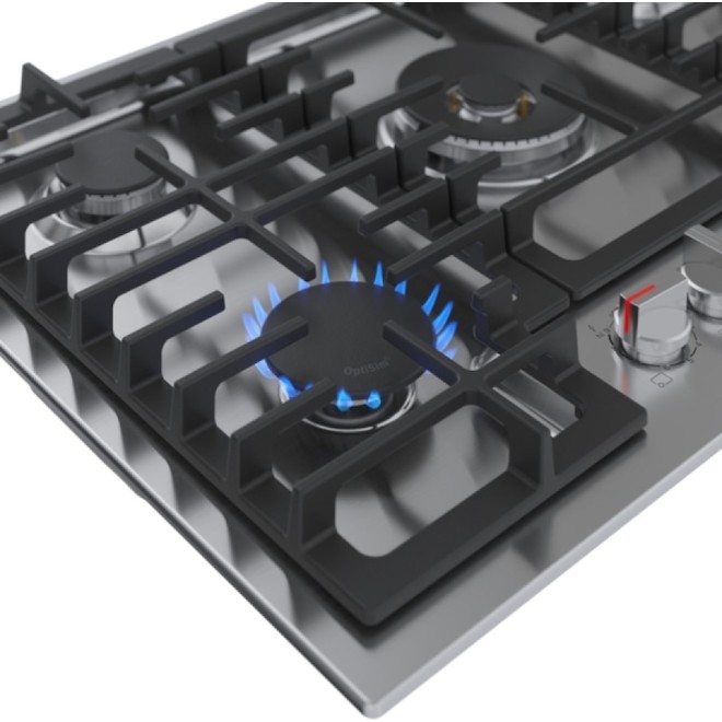 Surface de cuisson 5 brûleurs à gaz 31 po, acier inoxydable.