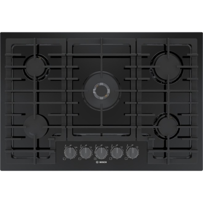 Surface de cuisson à gaz Séries 800 Bosch 30 po avec 5 brûleurs, noir