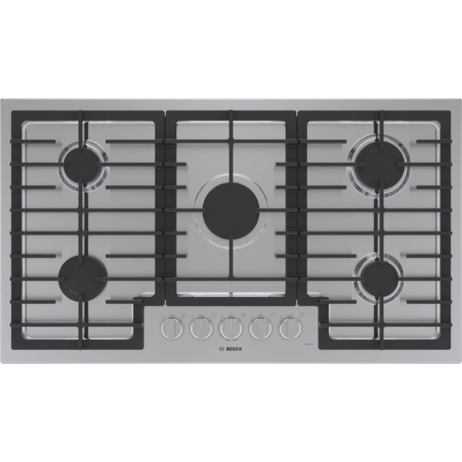 Bosch 500 Series Gas Cooktop 36-in with 5 Burners - Stainless Steel