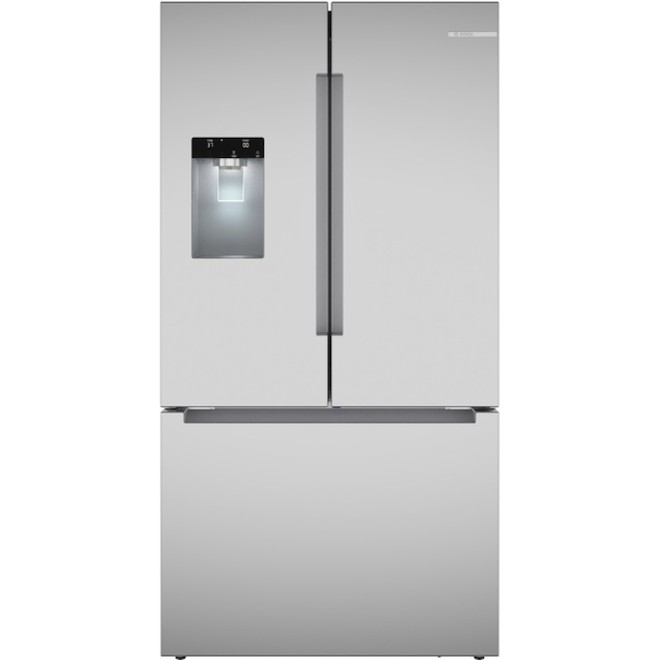 Bosch Series 100 French-Door Smart Refrigerator with Water and Ice Dispenser - Brushed Stainless Steel