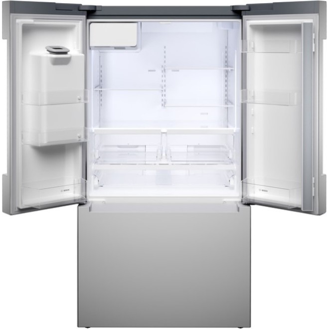 Bosch Series 100 French-Door Smart Refrigerator with Water and Ice Dispenser - Brushed Stainless Steel