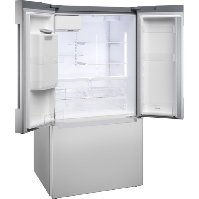 Bosch Series 100 French-Door Smart Refrigerator with Water and Ice Dispenser - Brushed Stainless Steel