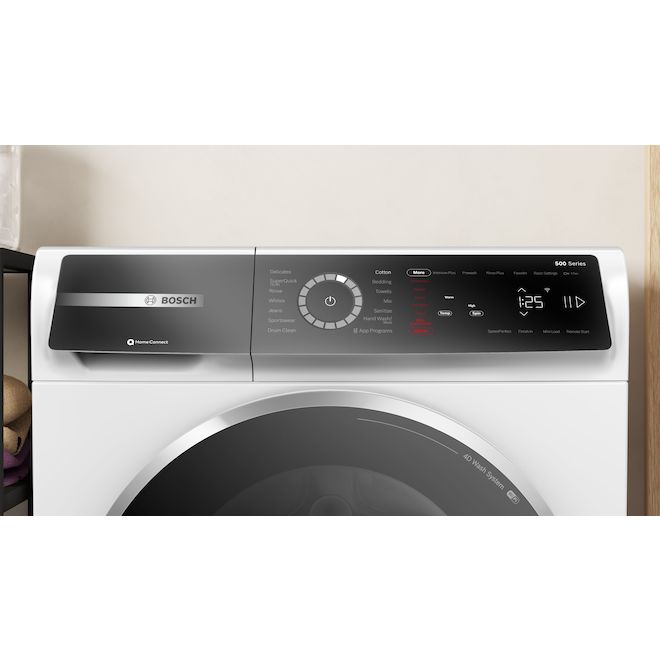 Bosch 500 Series Front Load 2.4-cu.ft. Compact Smart Washer with 4D Wash System - White