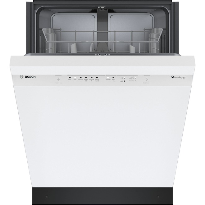 Bosch 100-Series Built-In Smart Dishwasher 48 dB 24-in - White