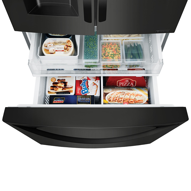 Réfrigérateur intelligent à portes françaises LG avec machine à glaçons, 36  po, noir mat LFXS28566M