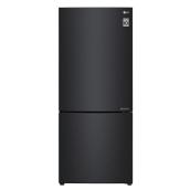 Réfrigérateur à congélateur en bas LG avec technologie Refroidissement+, 15 pi³, 28 po, noir mat