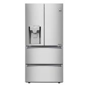 LG 18.3-cu ft 4-Door Counter-Depth Refrigerator with SmartThinQ and Ice Maker - Stainless Steel
