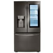 Réfrigérateur à portes françaises LG avec InstaView et Porte dans la porte, 36 po, 29,7 pi³, acier inoxydable noir