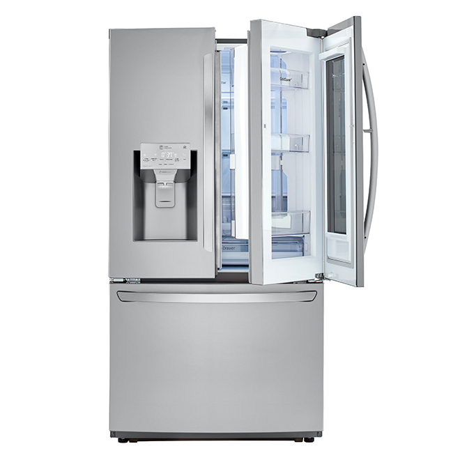 LG 36-in counter-depth Smart Refrigerator, InstaView Door-in-Door - 22-cu ft - Stainless Steel