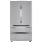 Réfrigérateur à portes françaises LG avec congélateur à 2 tiroirs, 26,9 pi³, 36 po, inox