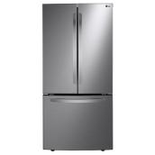 Réfrigérateur avec portes françaises LG avec système Refroidissement+ de la porte, 25 pi³, 33 po, argent platine