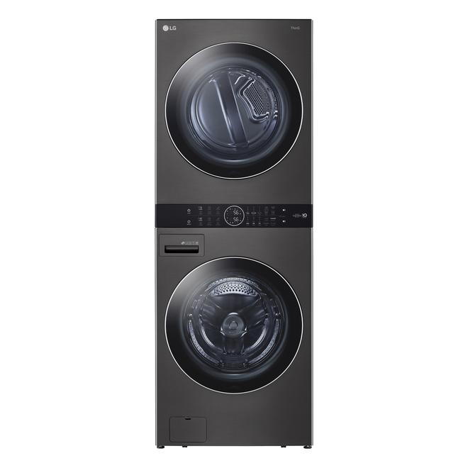 LG WashTower Electric Stacked Laundry Center - 5.2-cu ft Washer/7.4-cu ft Dryer - Black Stainless Steel