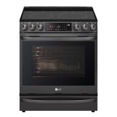 LG 5 Elements 6.3-cu ft Self Clean Air Fry Convection Electric Range - Black Stainless (30-in)