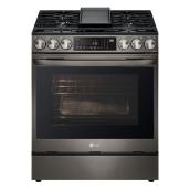 LG 6.3-cu ft Convection Self-Cleaning Gas Range - Air Fry - 5-Burner - 30-in, Black Stainless Steel