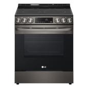 LG 30-in Smart Wi-Fi Enabled Electric Range with Air Fry - 6.3-cu. ft. - Black Stainless Steel