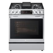 LG 5-Burner 6.3-cu ft Self-Cleaning Air Fry Convection Gas Range with InstaView Stainless Steel (30-in)