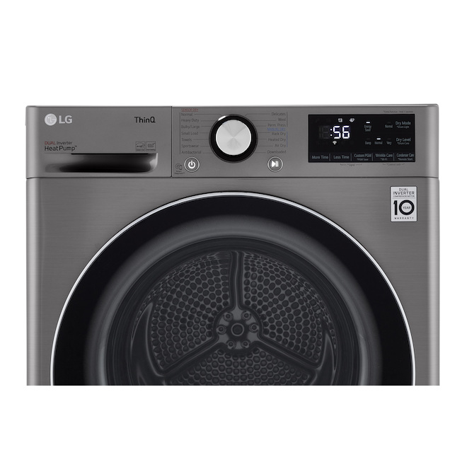 LG 24-in Smart Electric Dryer - Sensor Dry - 4.2-cu ft - Platinum Steel - ENERGY STAR®