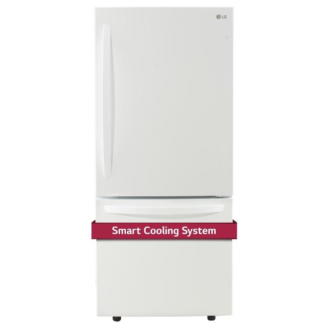 LG 22-cu ft 30-in White ENERGY STAR® Bottom-Freezer Refrigerator