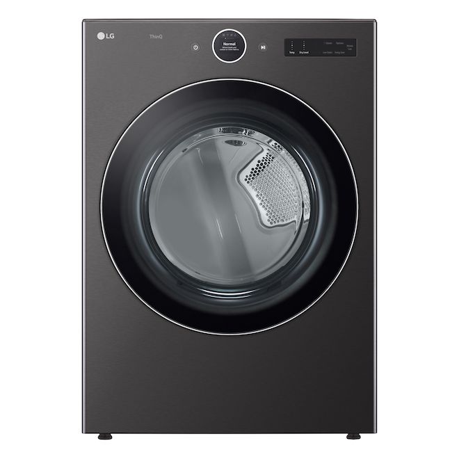 LG Smart Wi-Fi Enabled Electric TurboSteam Dryer with LCD Display - 7.4-cu ft - Black Stainless Steel - AI Sensors